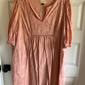 Universal Thread Coral Eyelet V-Neck Blouse